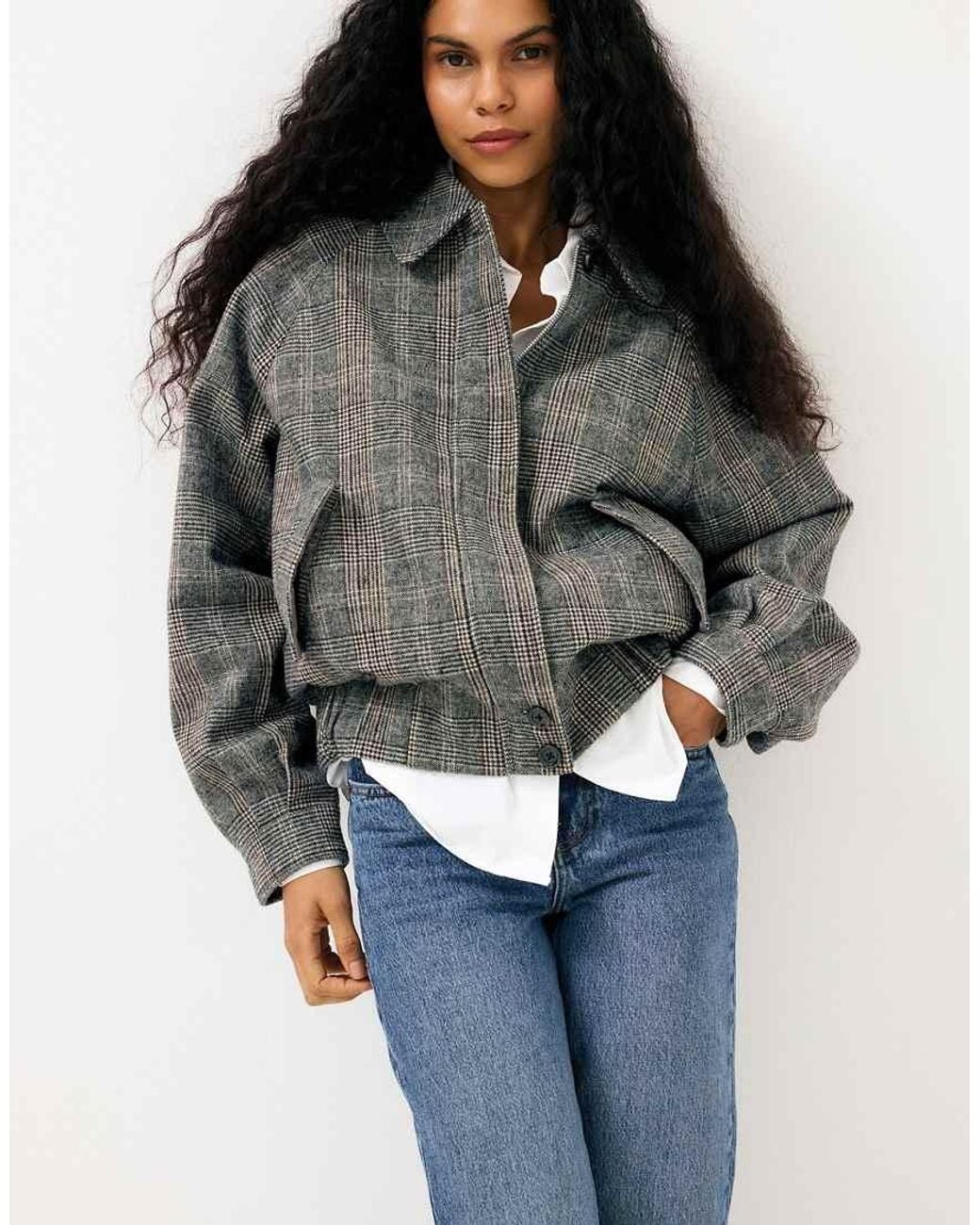NA-KD Gray Raglan Sleeve Wool Blend Jacket