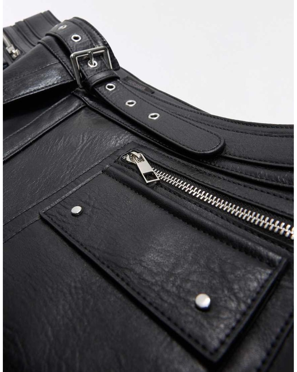 Bershka White Zip-detail Skirt Belt