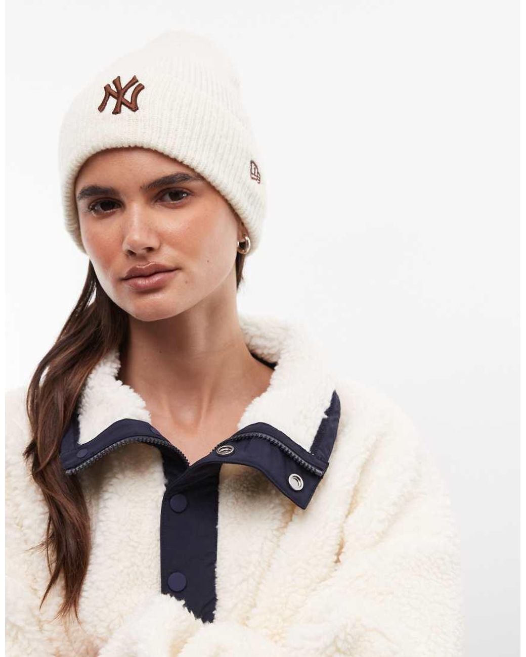 KTZ Brown Ny Yankees Logo Womens Cuff Knit Beanie