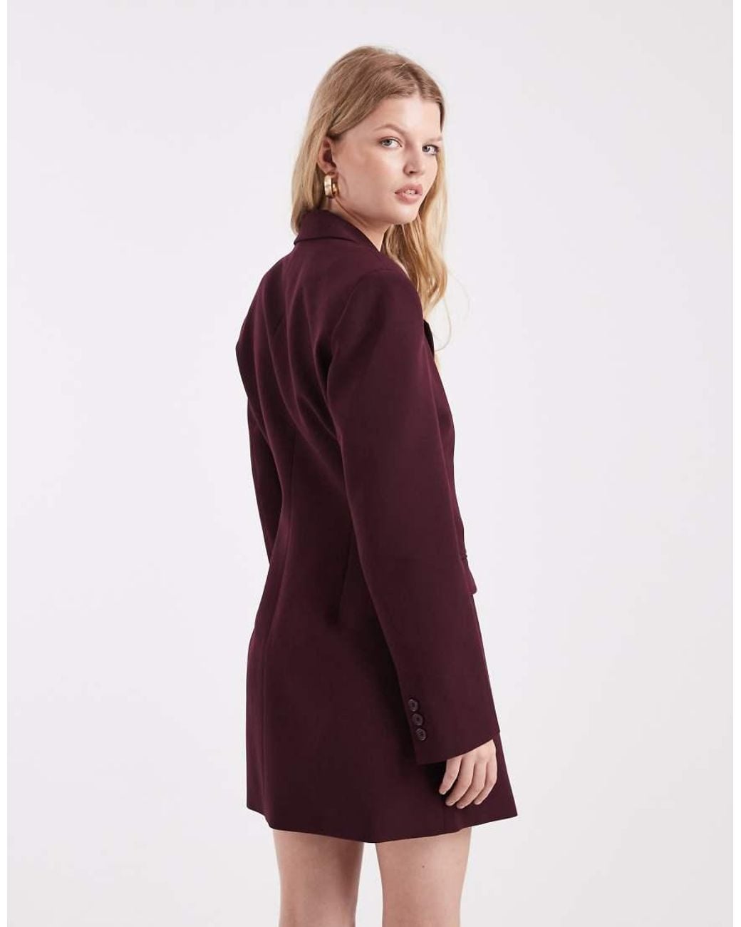 ASOS Purple Wrap Front Blazer Dress With Tie Side
