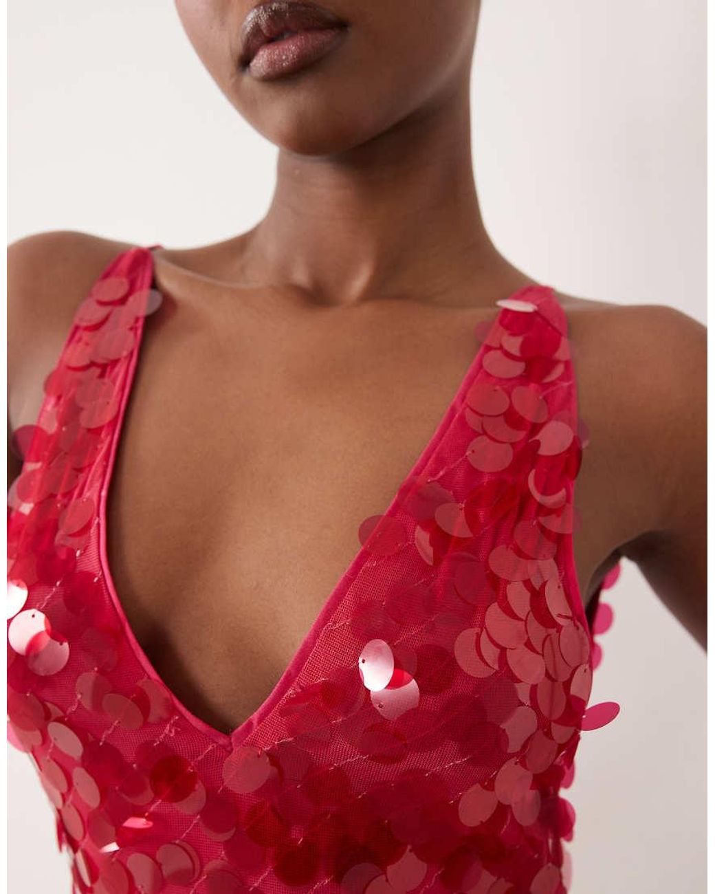 ASOS Red Sequin Plunge Mini Dress