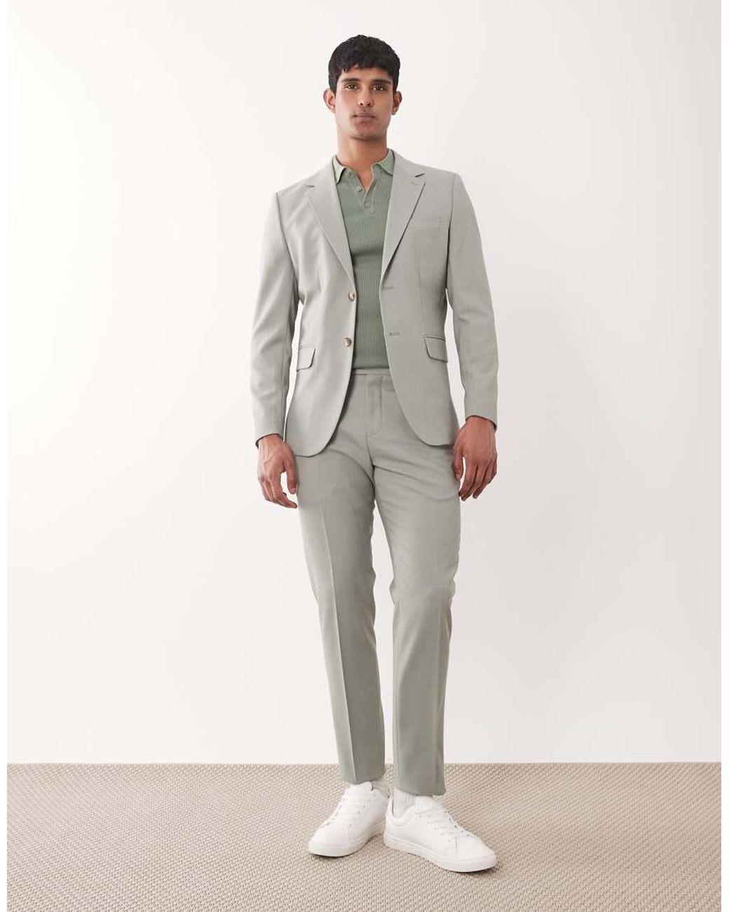 SELECTED Gray Wool Blend Slim Fit Blazer for men