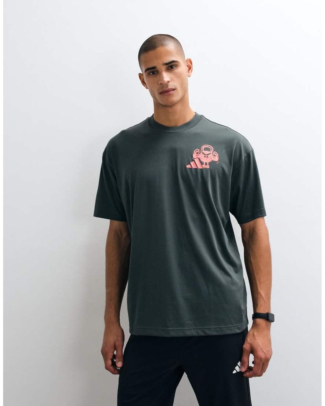 Adidas Originals Blue Adidas Training T-shirt With Fun Backprint for men