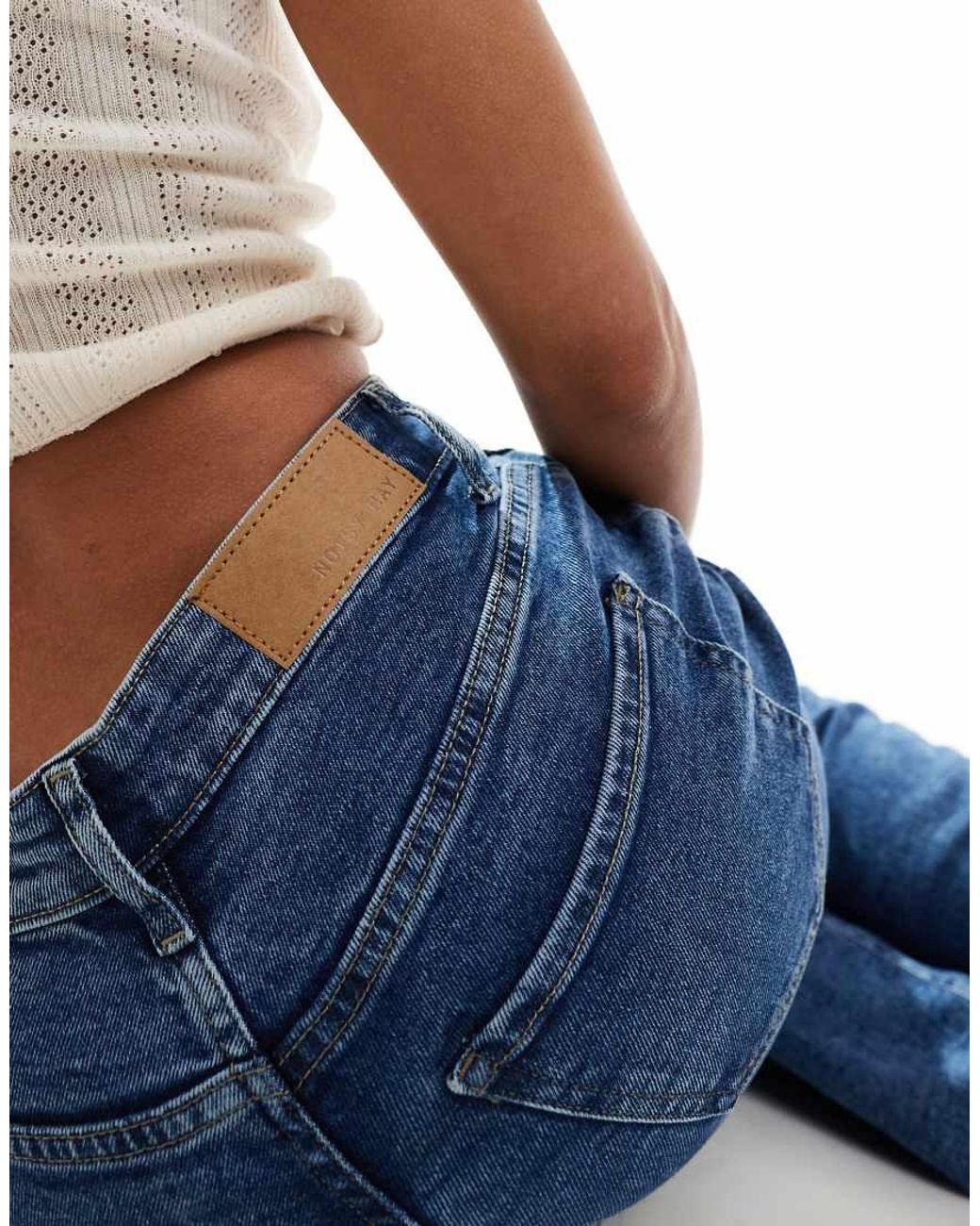 Noisy May Blue Daisy High Waist Mom Jeans
