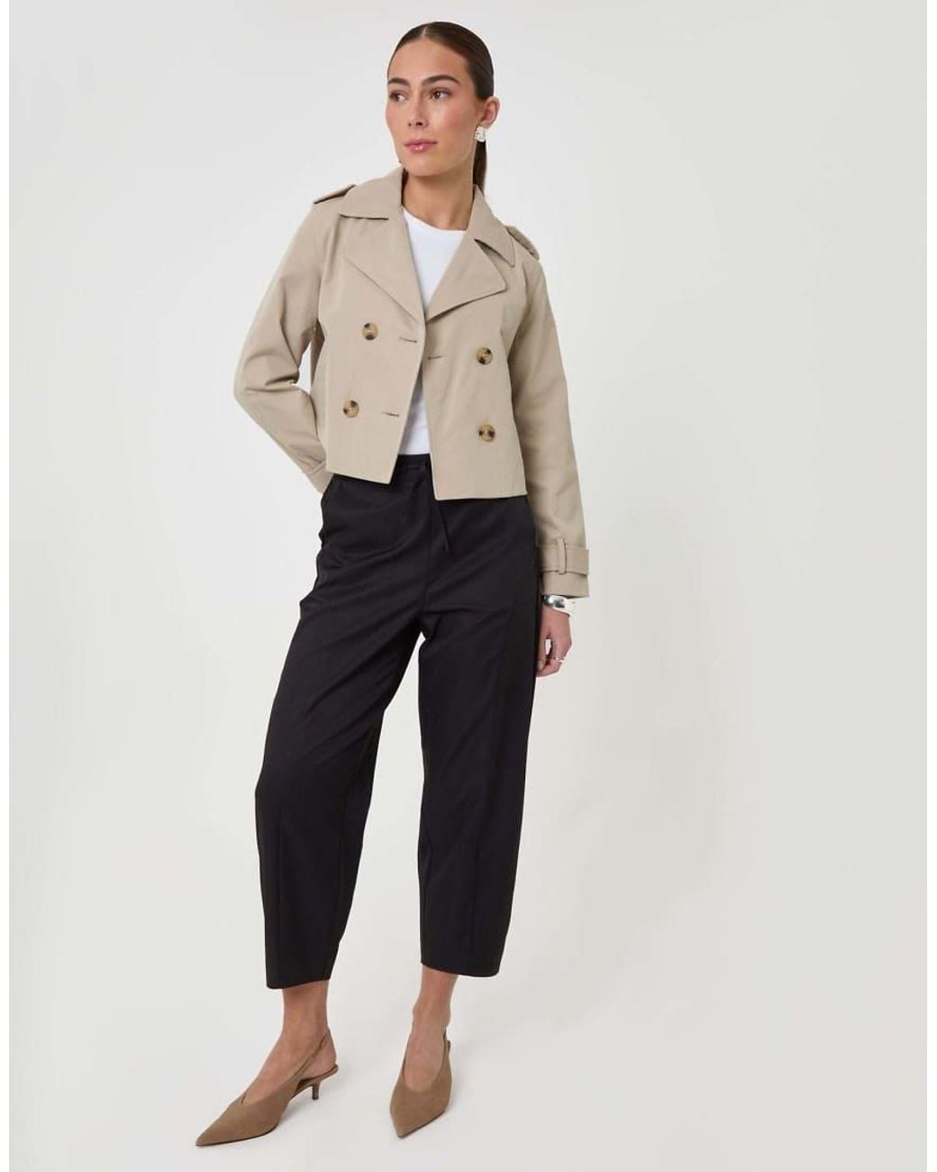 Threadbare Black Curved Seam Barrel Leg Trousers