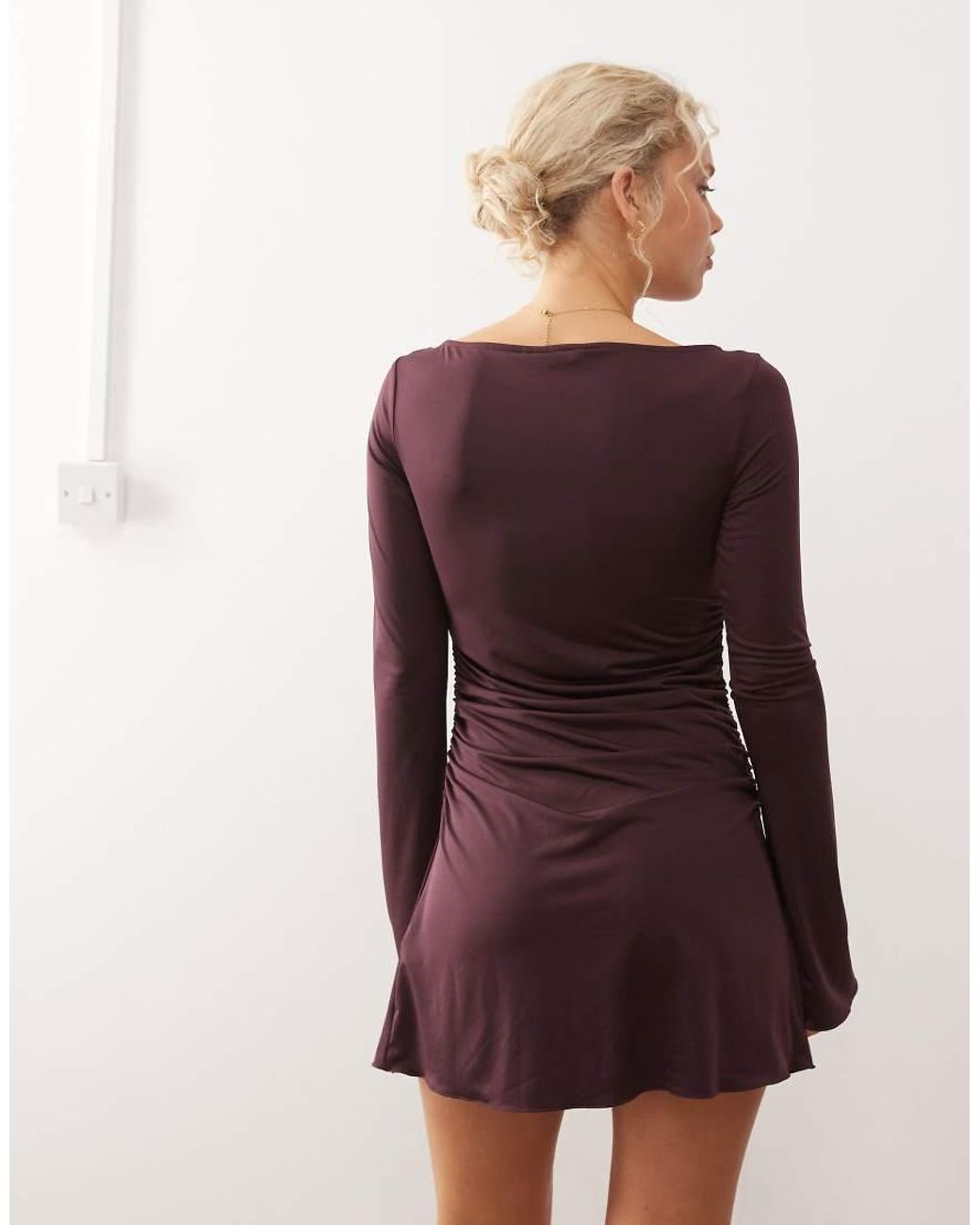 Monki Red Long Sleeve Mini Dress