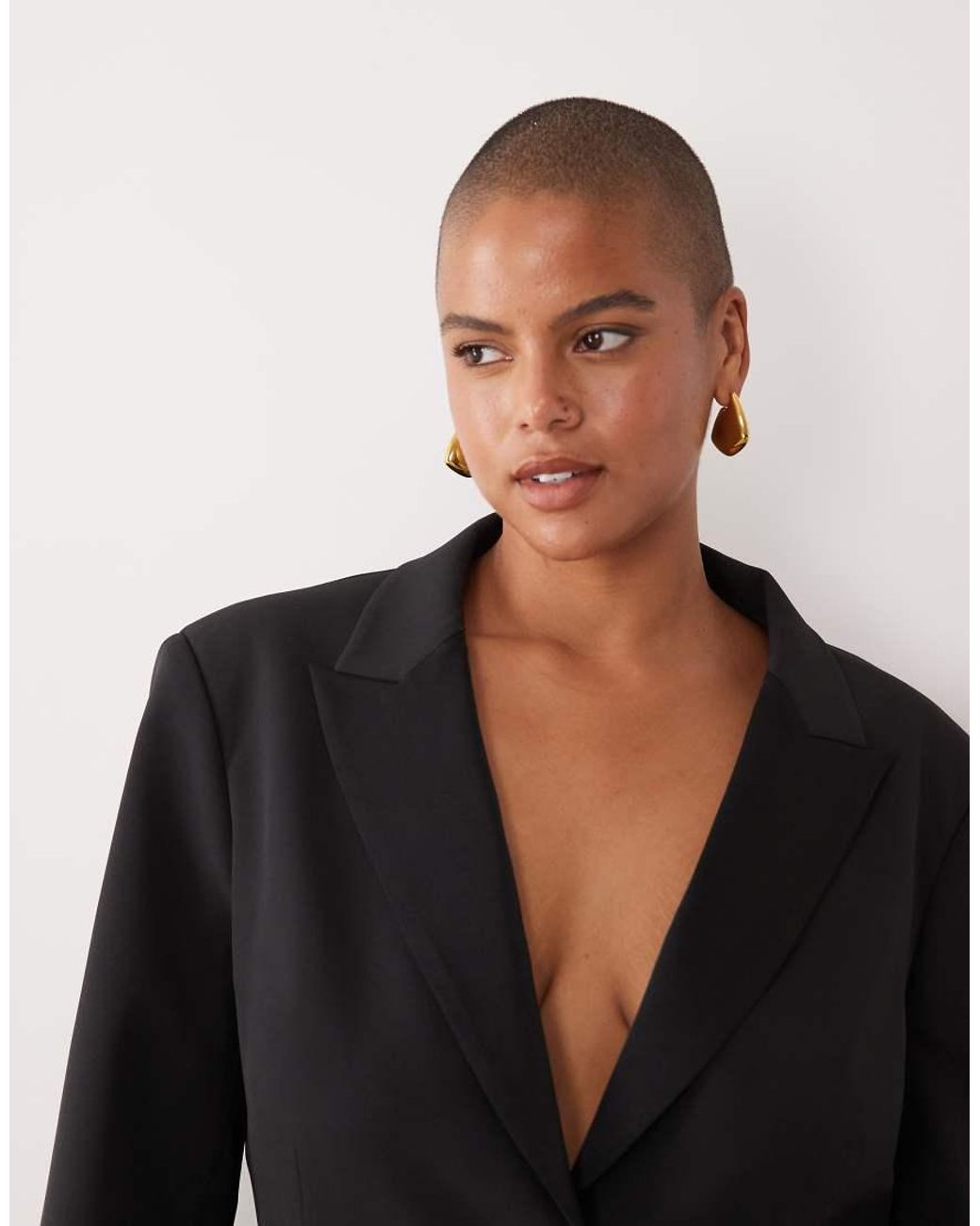 ASOS Black Curve Tailored Moulded Hip Tux Blazer