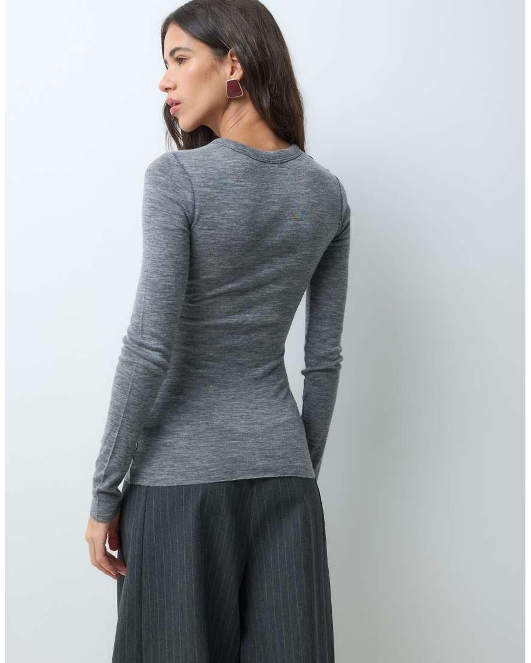 ARKET Gray Pure Wool Long Sleeve Top