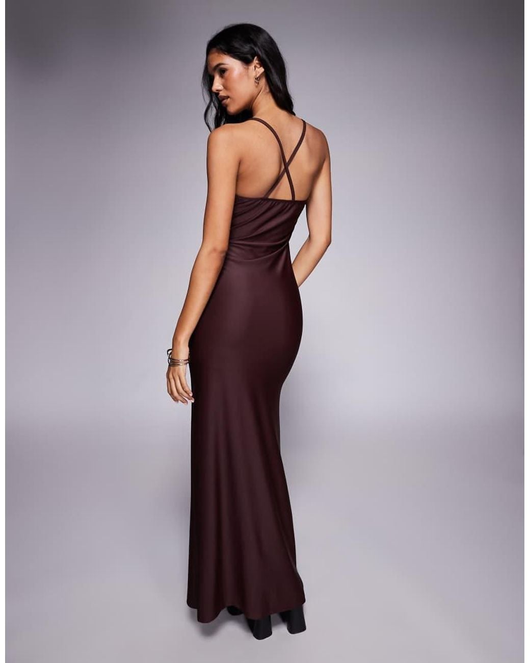 ASOS Purple Sculpted Square Neck Cami Midi Dress