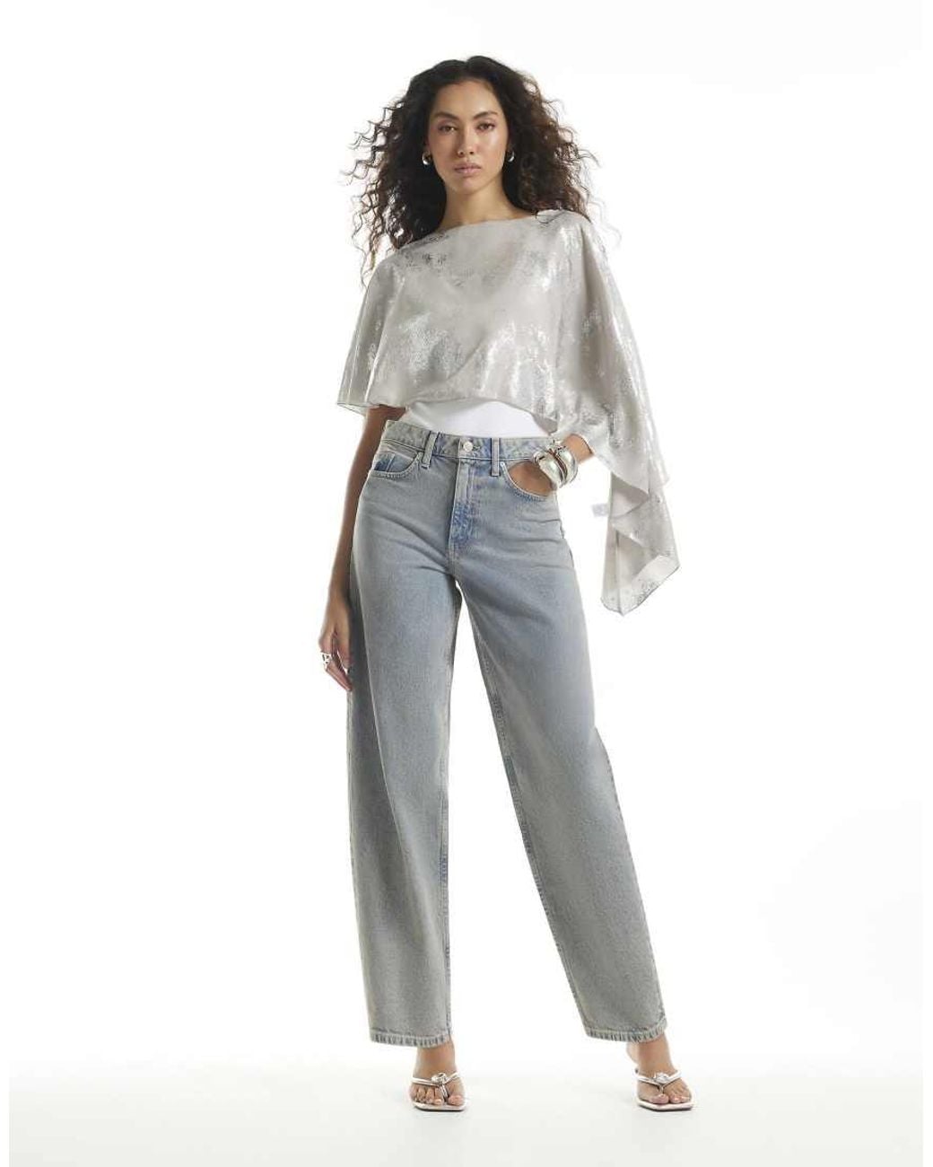 River Island Gray Asymmetric Cape