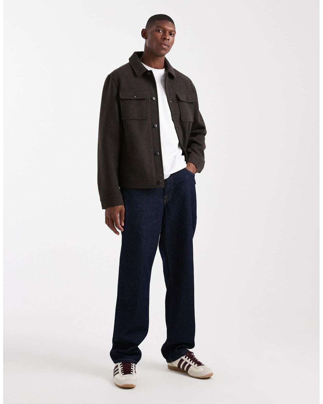 Threadbare Black Shacket With Front Pockets for men