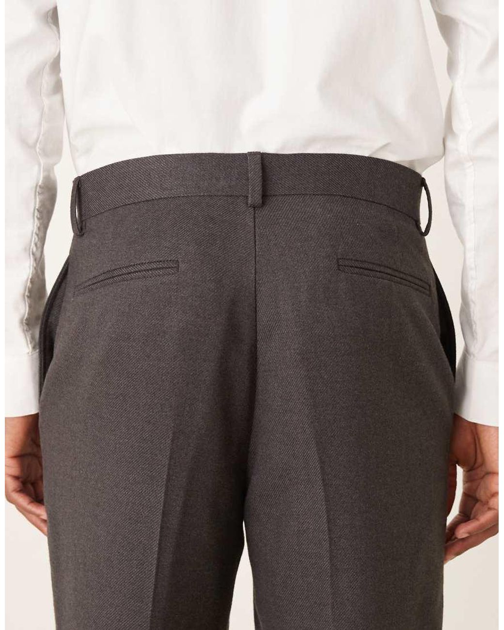 ASOS Natural Brushed Twill Tapered Suit Pants for men