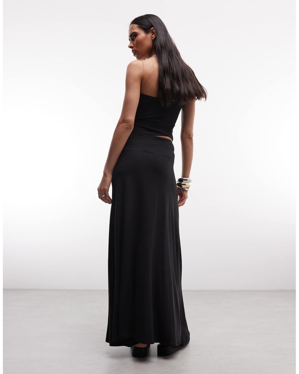 Jupe longue drapée Weekday en coloris Black