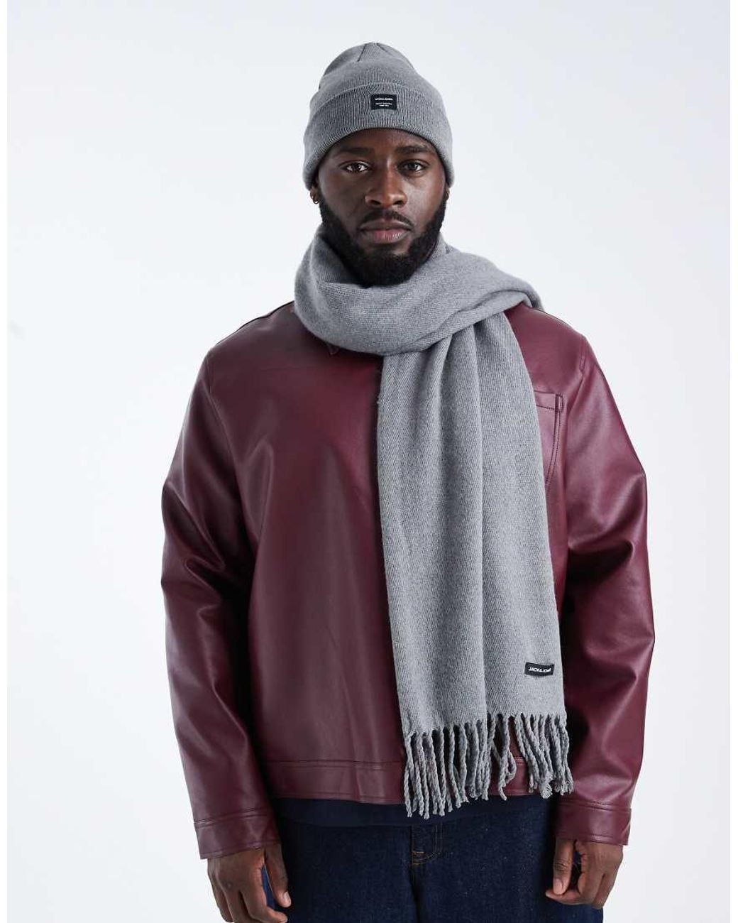 Jack & Jones Purple Scarf With Tassle for men