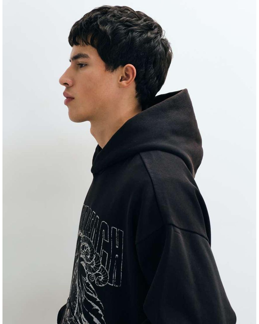 Weekday Black Oversized Hoodie With Beyond Reach Graphic Print for men