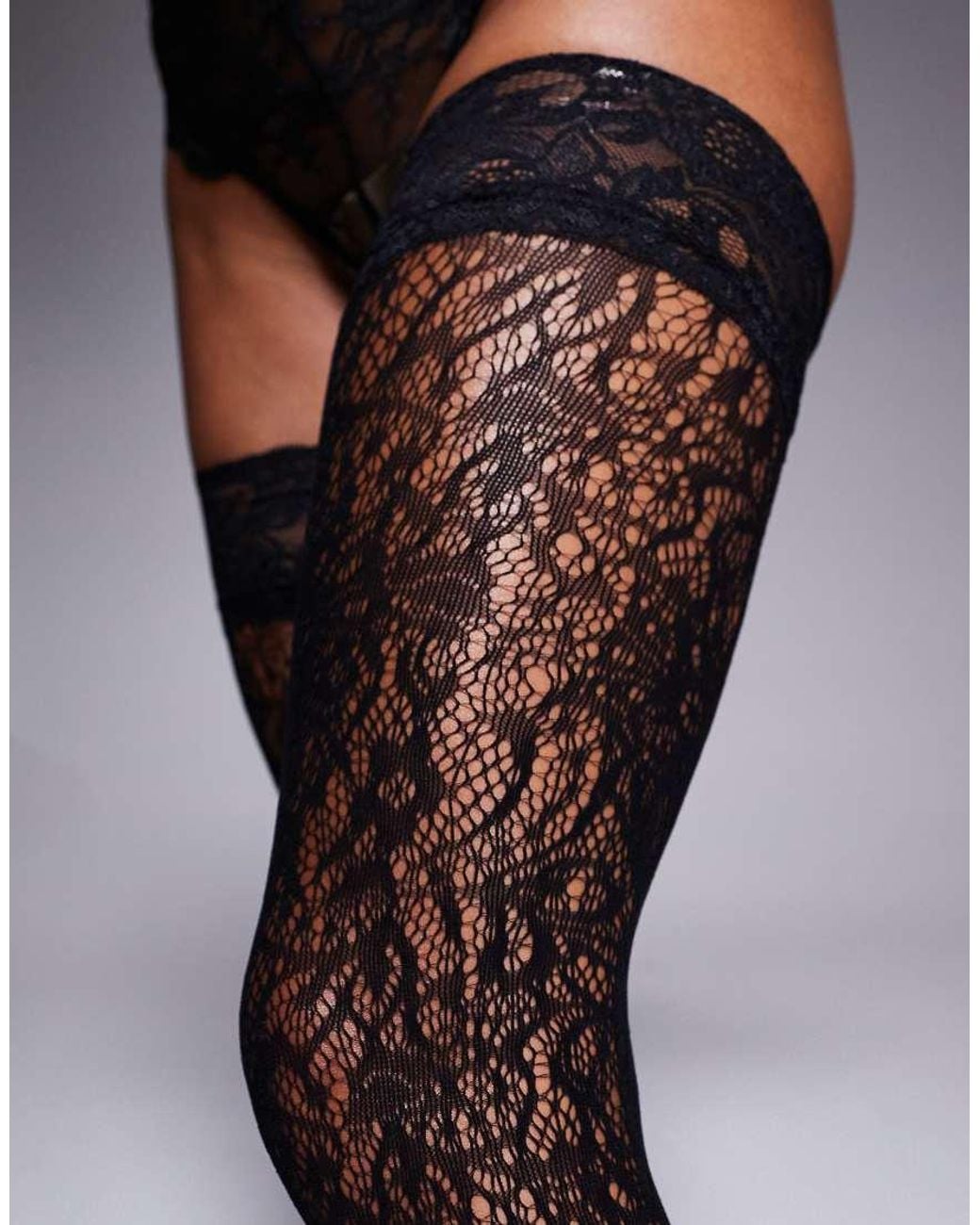 Ann Summers Black All Over Lace Hold Ups