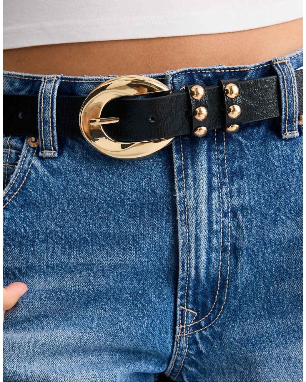 Stradivarius White Studded Plaque Belt