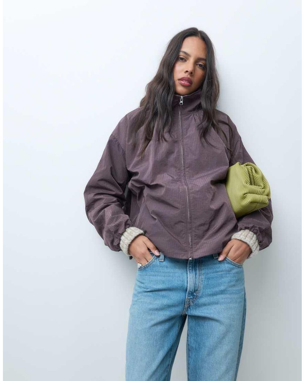 ASOS Purple Oversized Bubble Hem Track Jacket