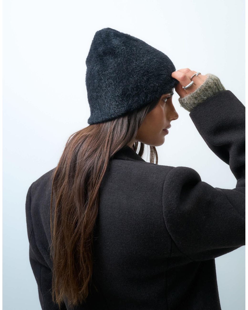 Collusion Black Fluffy Beanie