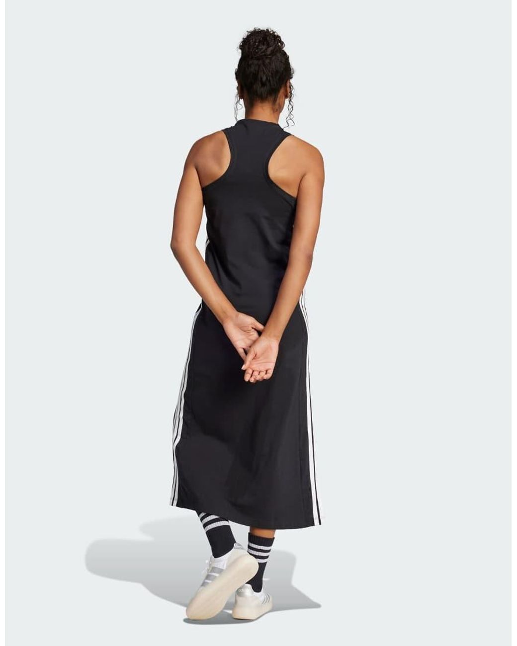 Adidas Originals White Essentials 3-Stripes Long Racerback Dress
