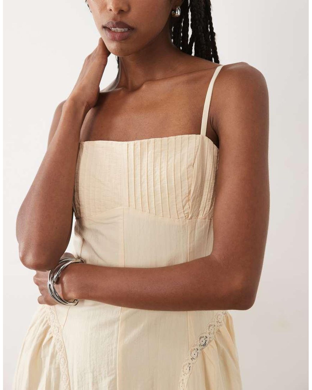 Mango Natural Cotton Rich Structured Strappy Midi Dress