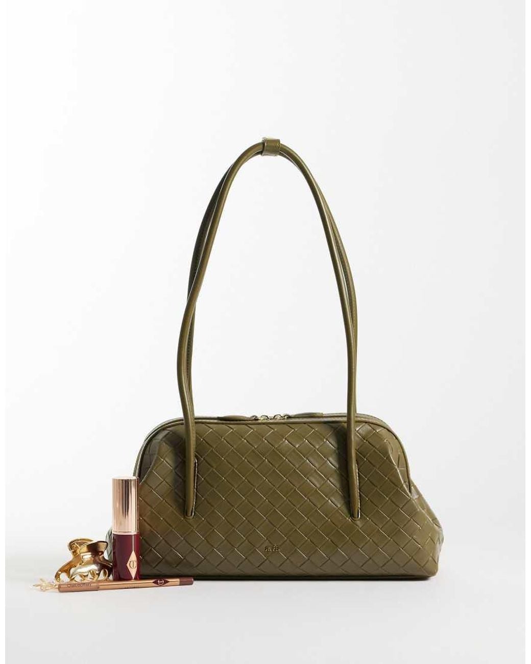 JW PEI Green Aveline Woven Shoulder Bag