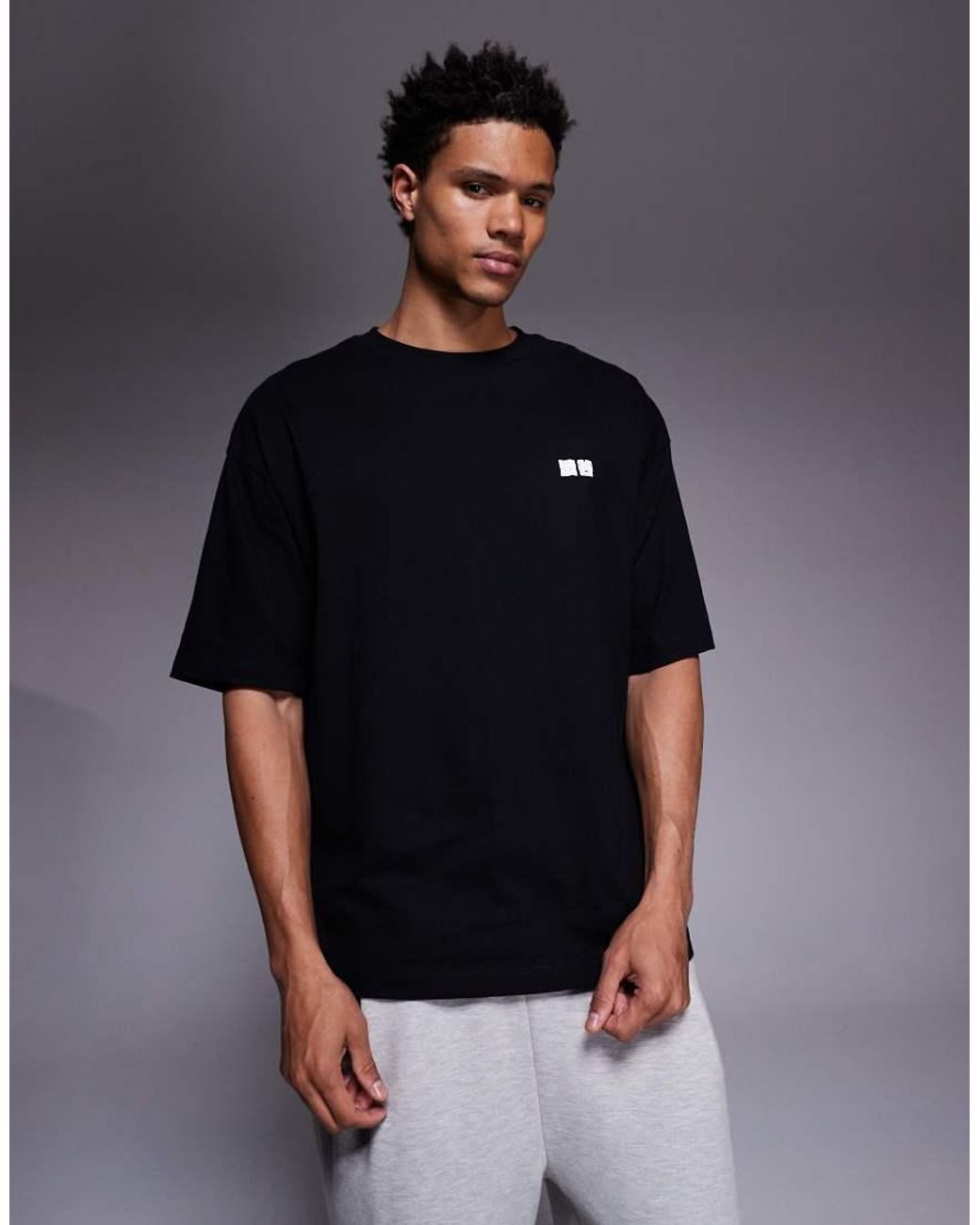 ASOS Black Oversized T-Shirt With Kyoto Bubble Text Print for men