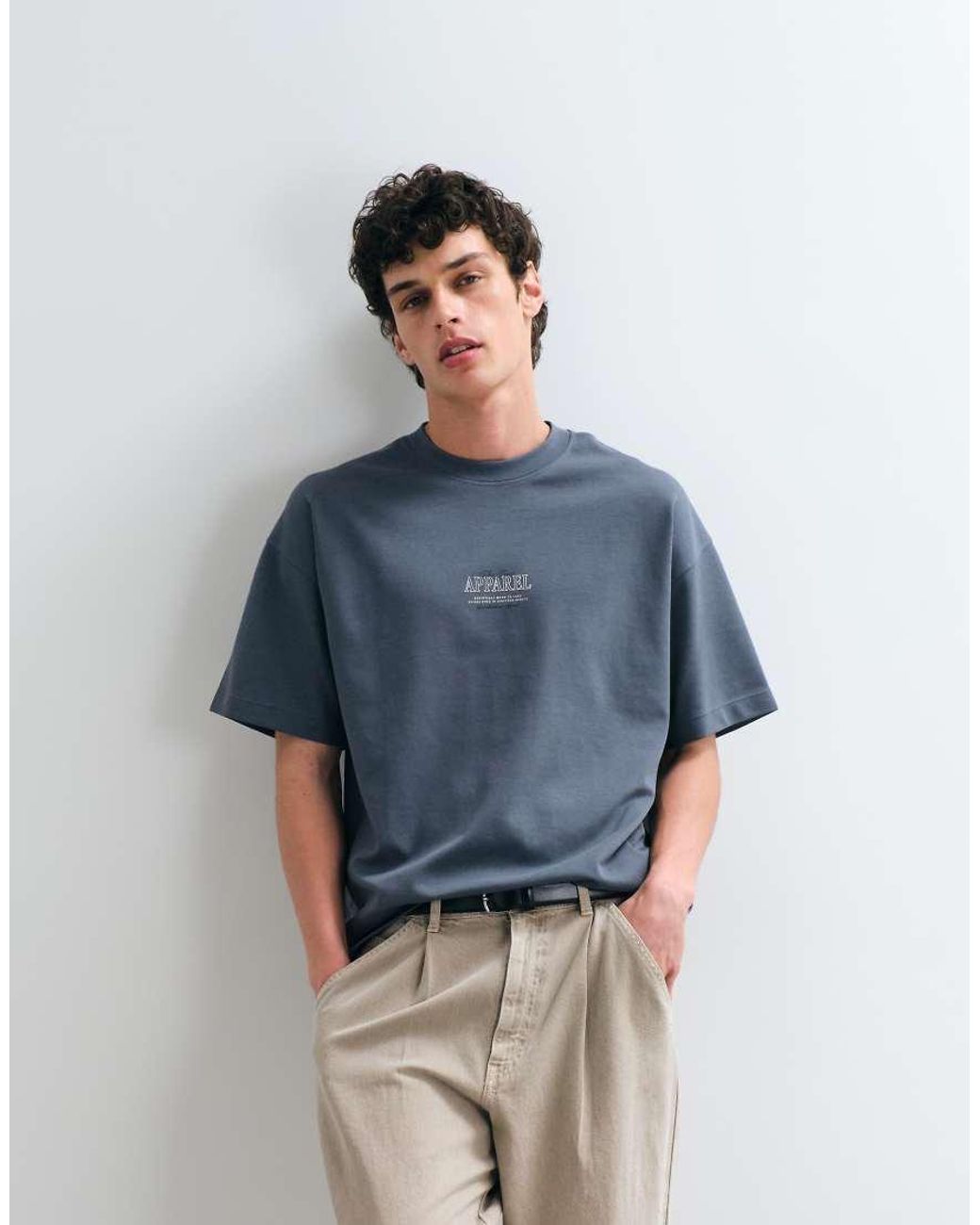 Jack & Jones Blue Oversized Backprint Script T-shirt for men