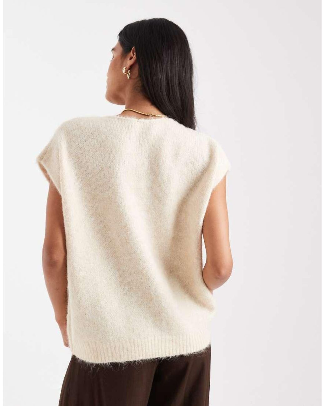 ONLY White Oversized Fluffy Knitted Vest