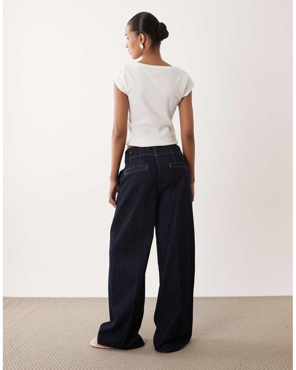 Mango Blue Alma 100% Cotton Pleat Front Denim Trouser Co-ord