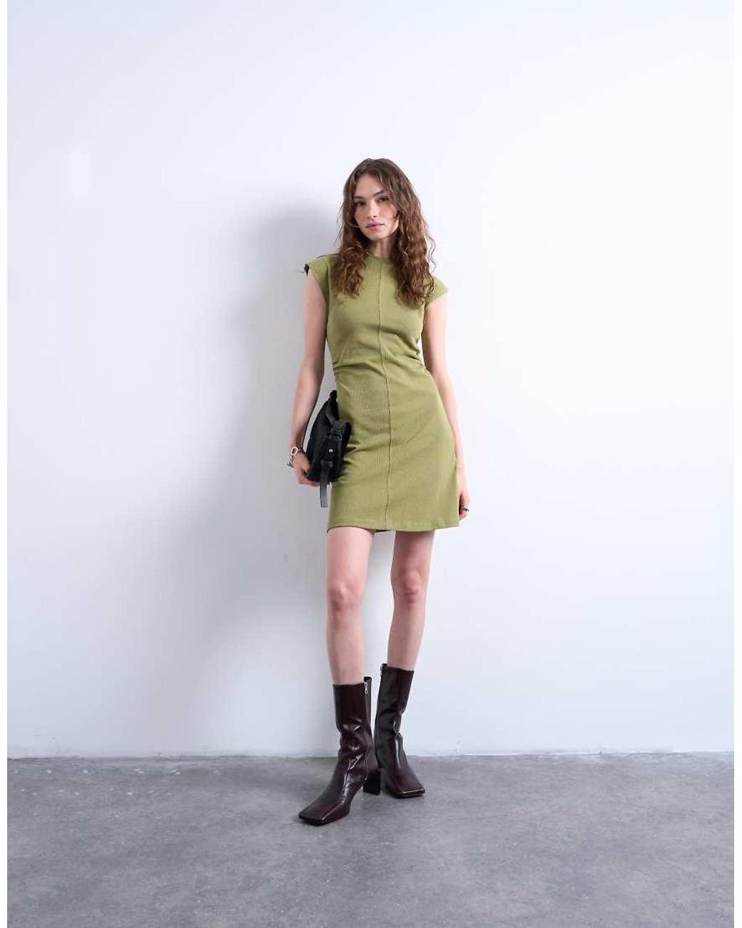 TOPSHOP Getailleerde Mini Jurk in het Green