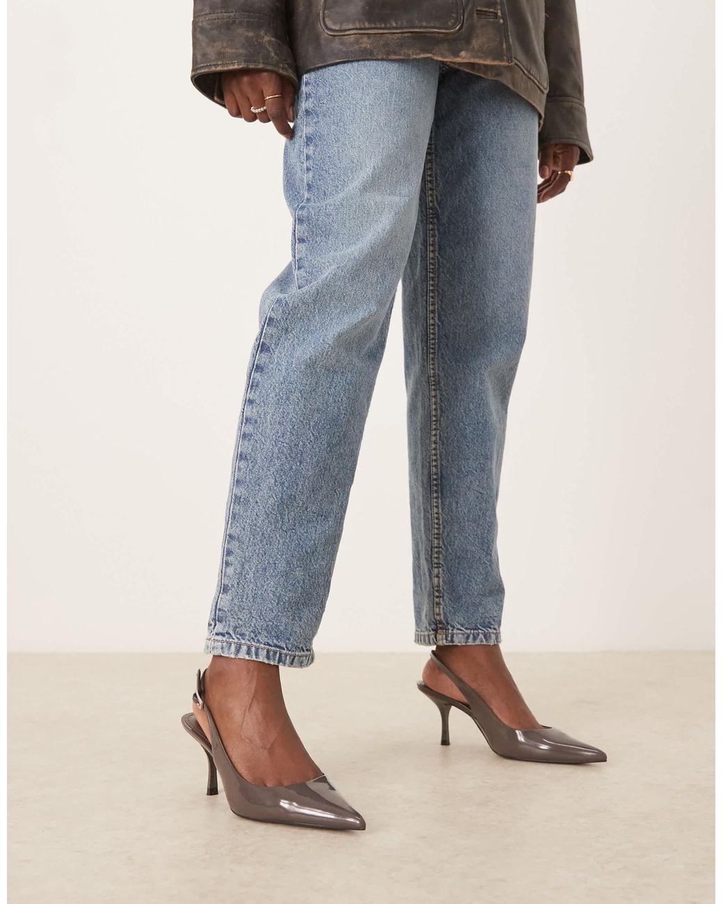 Mango Blue Classic Sling Back Pointed Heel