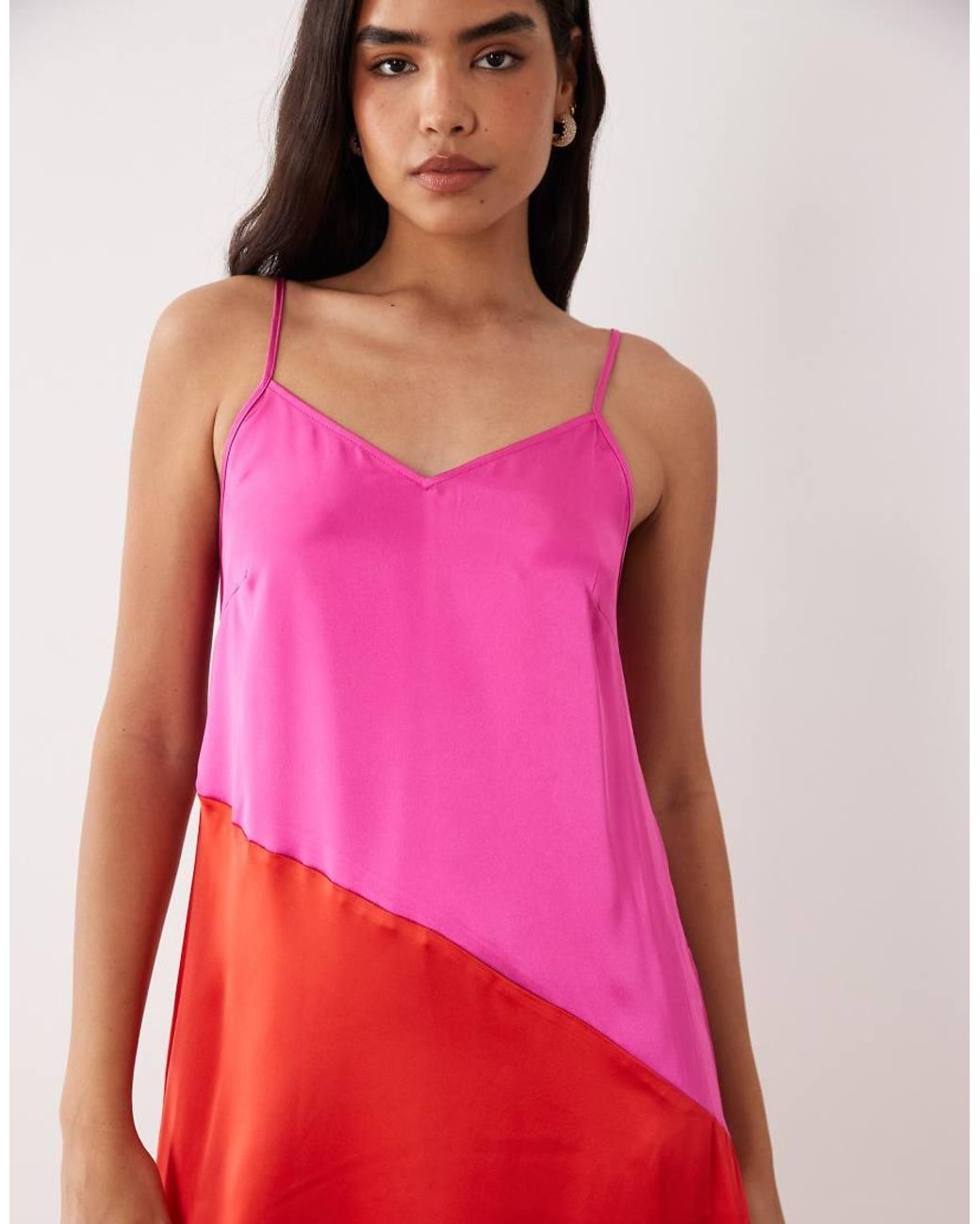 Vila Pink Satin Cami Maxi Dress