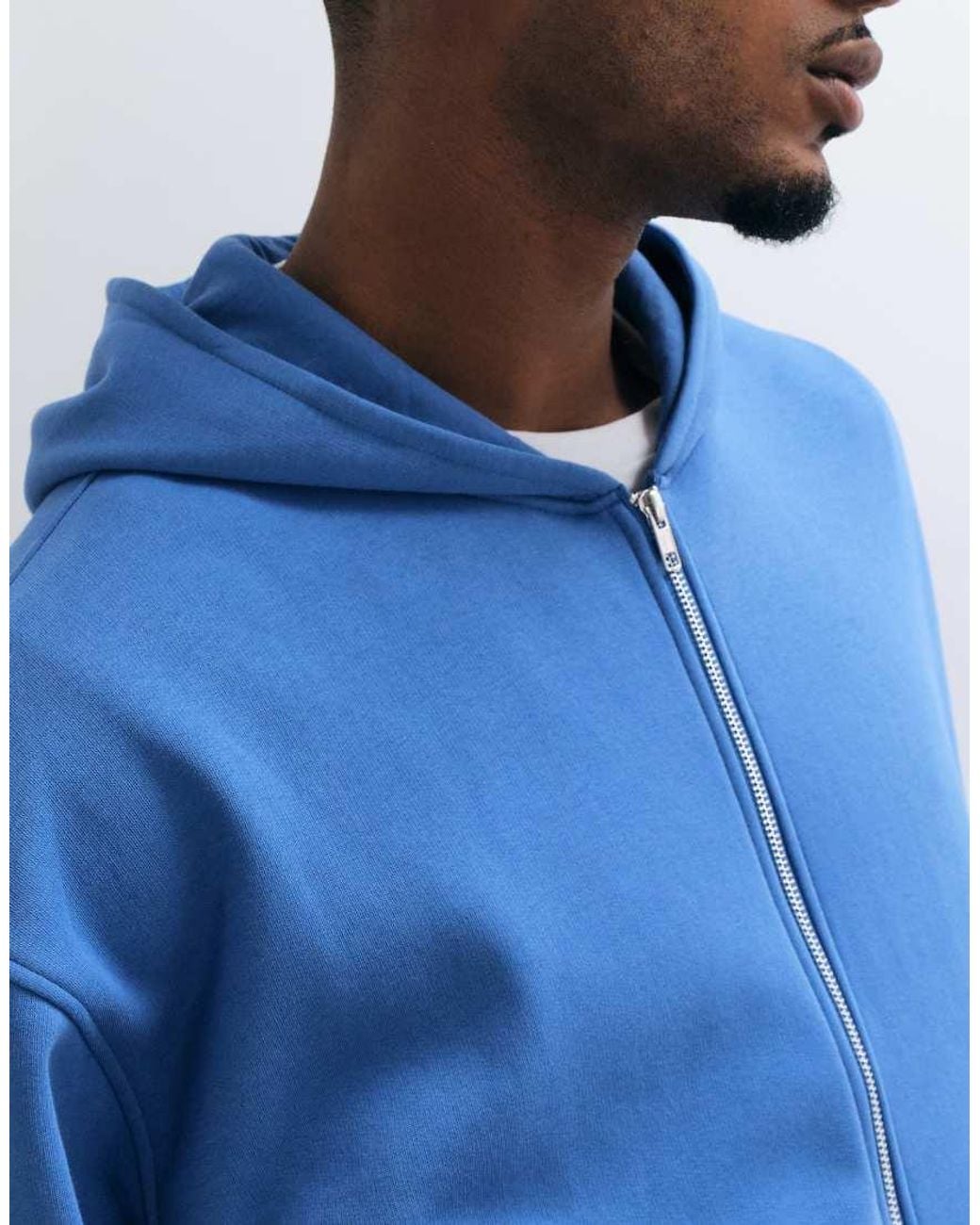 ASOS Blue Essentials Oversized Boxy Zip Through Hoodie for men