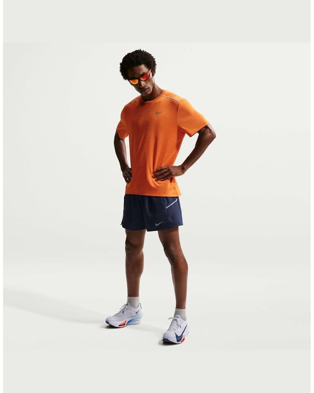 Nike Orange Miler Dri-fit 2-in-1 5-inch Shorts for men