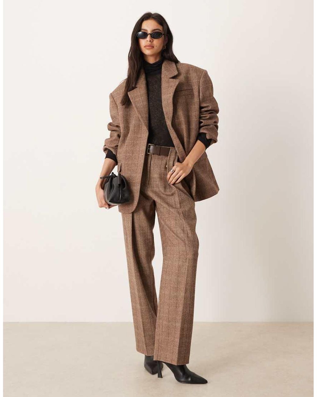 ASOS Brown Tailored Wool Blend Oversized Double Breasted Blazer
