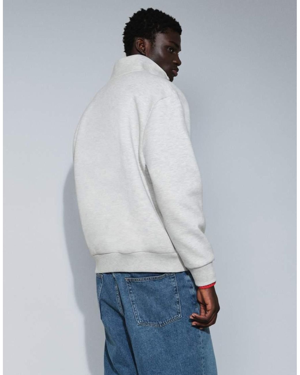 ASOS Gray Oversized Quarter Zip Sweatshirt for men