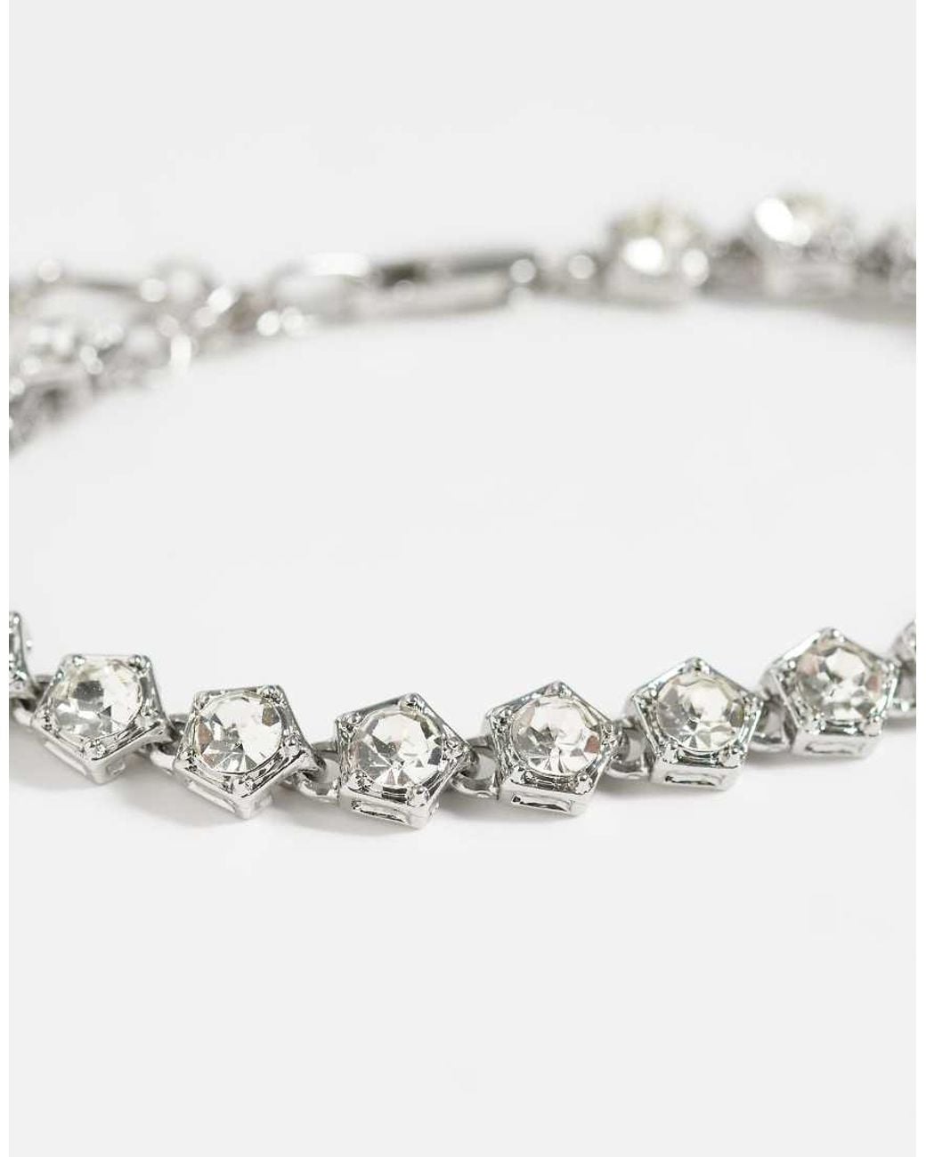 ASOS Metallic Crystal Stone Set Bracelet for men