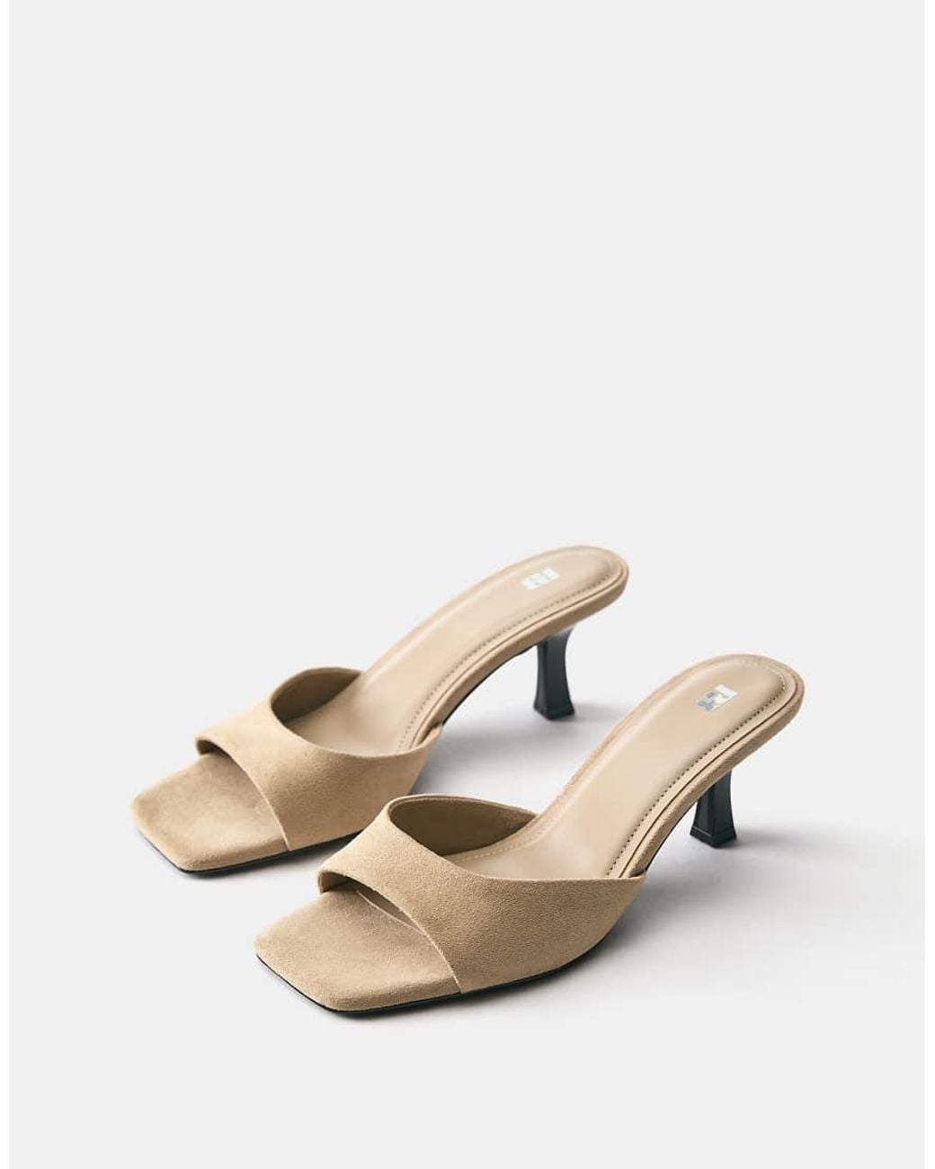 Pull&Bear Natural Heeled Mule Sandals