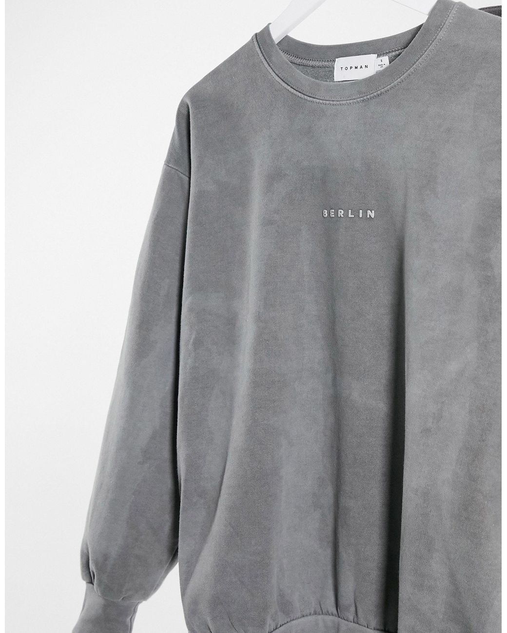TOPMAN Sweat With Berlin Print in Grey 