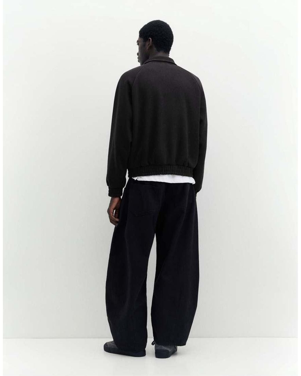 Pull&Bear Black Zip-Up Sweatshirt With Fireman Clasp for men