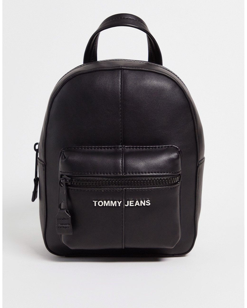 Tommy Hilfiger Logo Faux Leather Backpack in Black Lyst