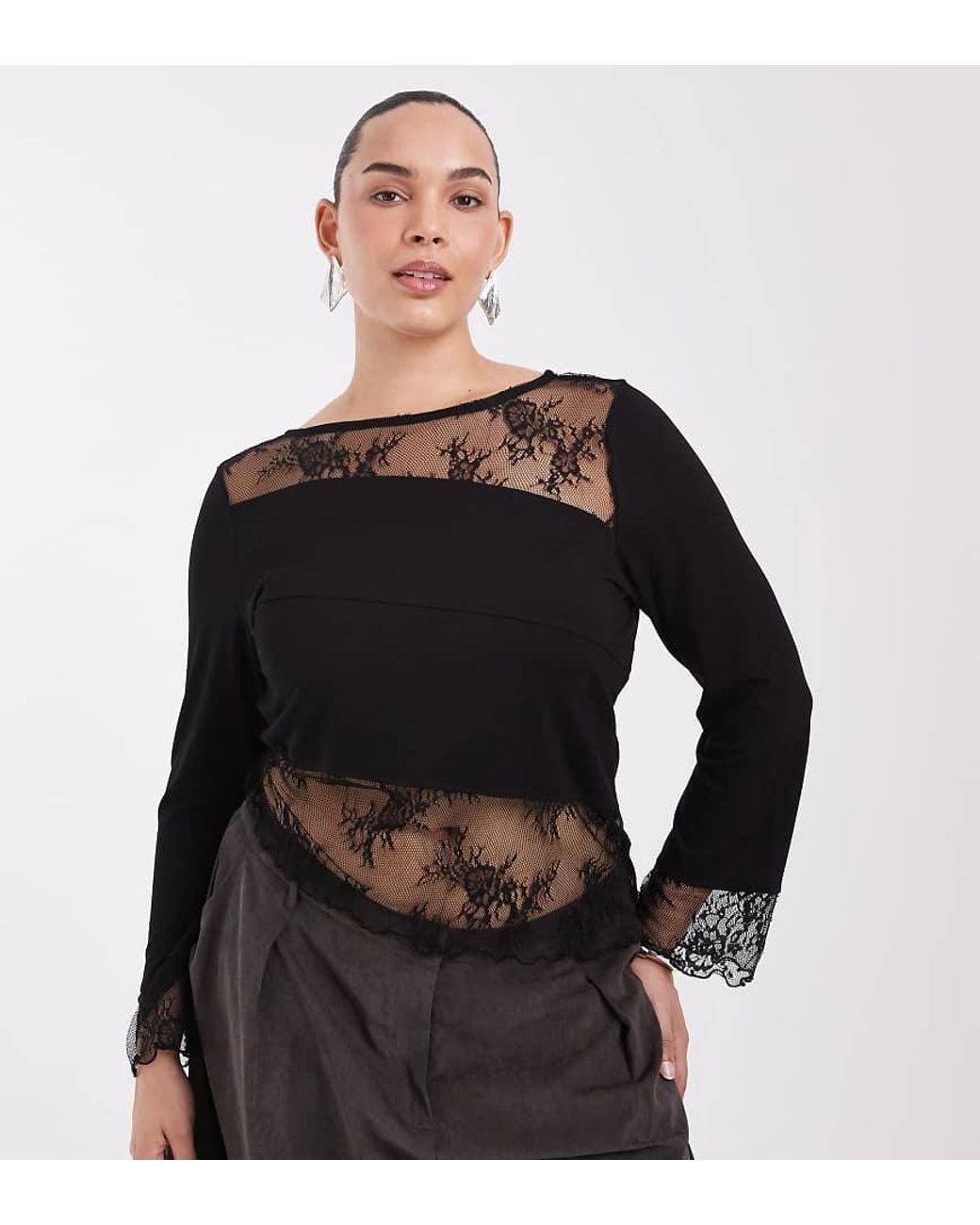 Noisy May Black Lace Inscert Top