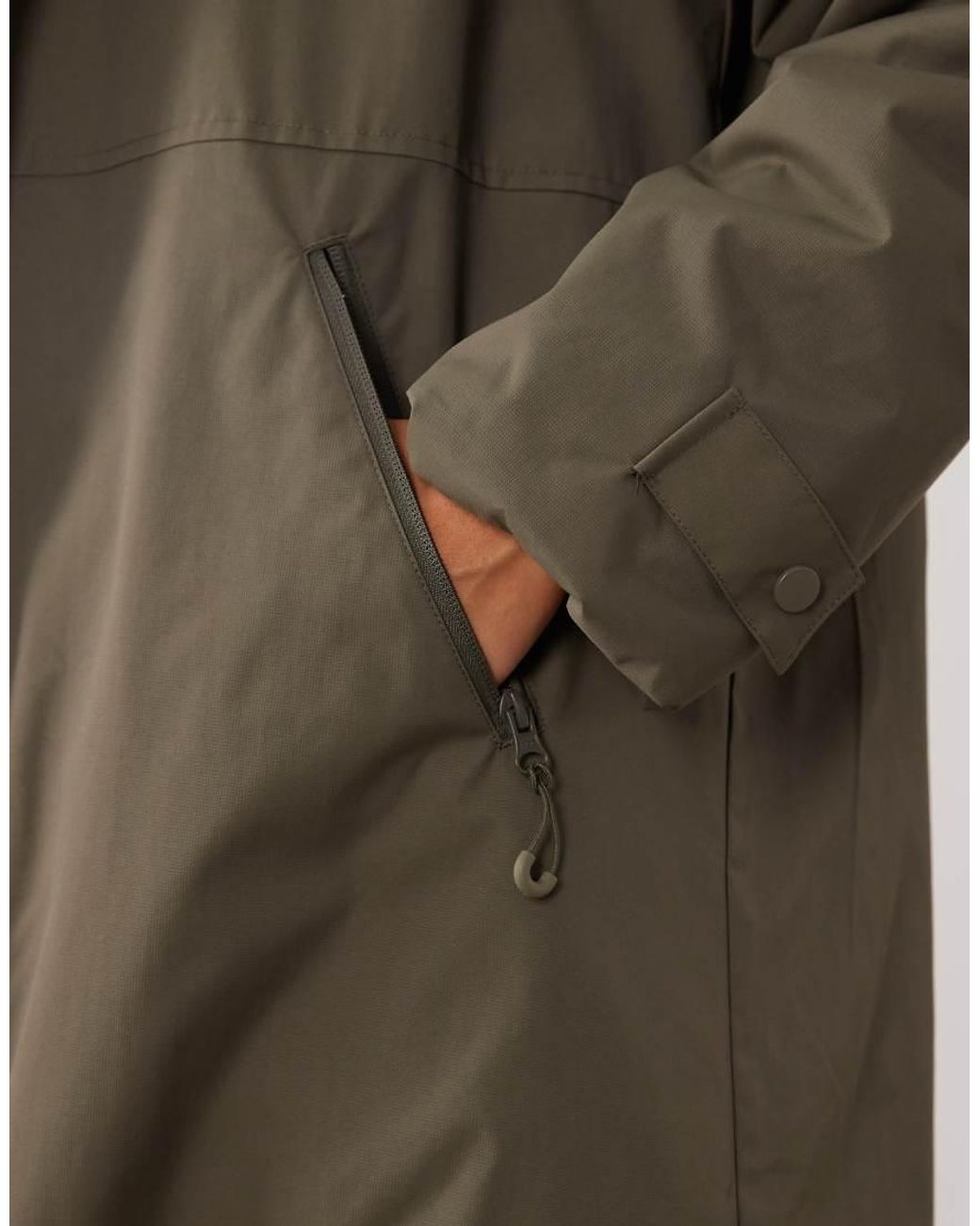 ASOS Natural Longline Rain Coat With Borg Liner