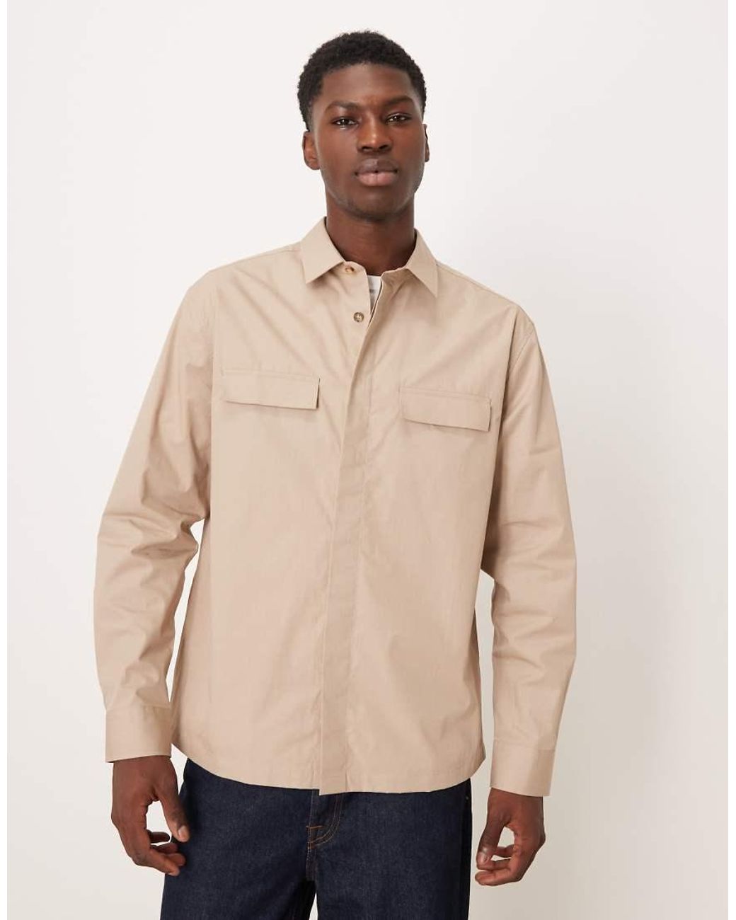 ASOS Natural Relaxed Utility Shirt for men