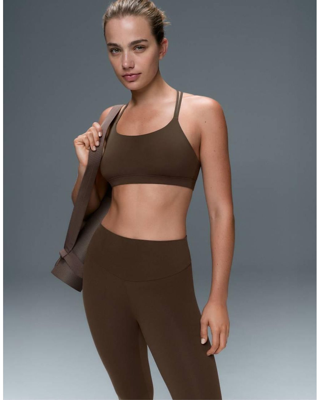 Oysho Green Comfortlux Light Support Sports Bra With Crossover Straps