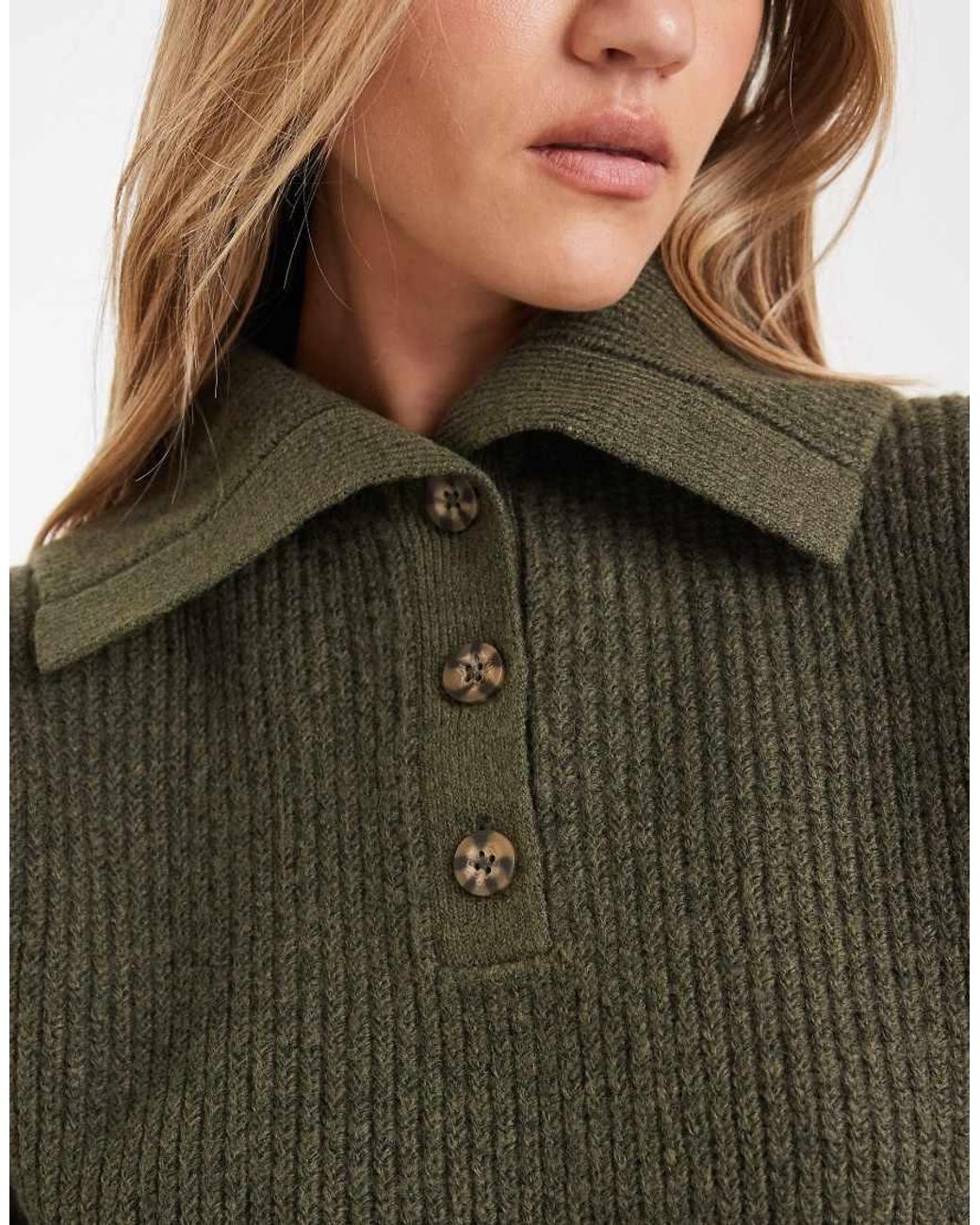ASOS Green Sailor Collar Fisherman Rib Jumper