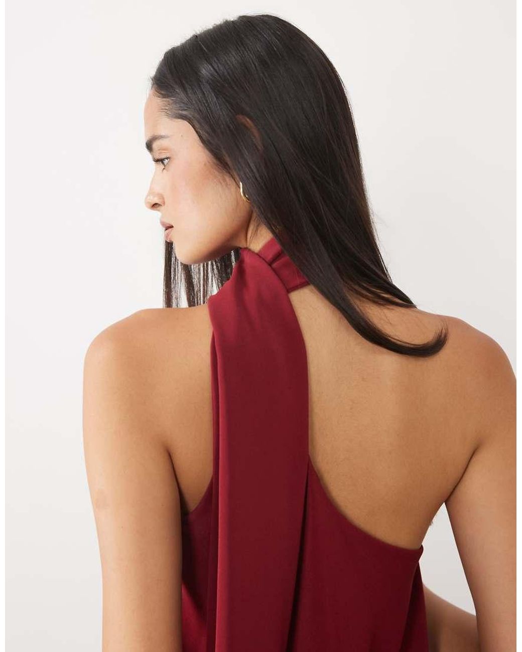 ASOS Red One Shoulder With Tie Neck Maxi Dress