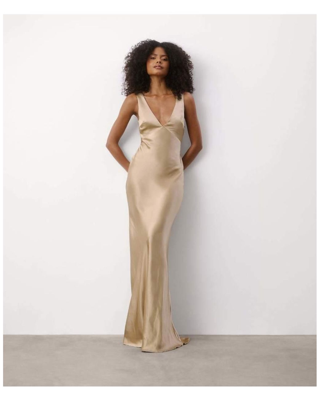 Six Stories White Twist Back Satin Bridesmaid Dress