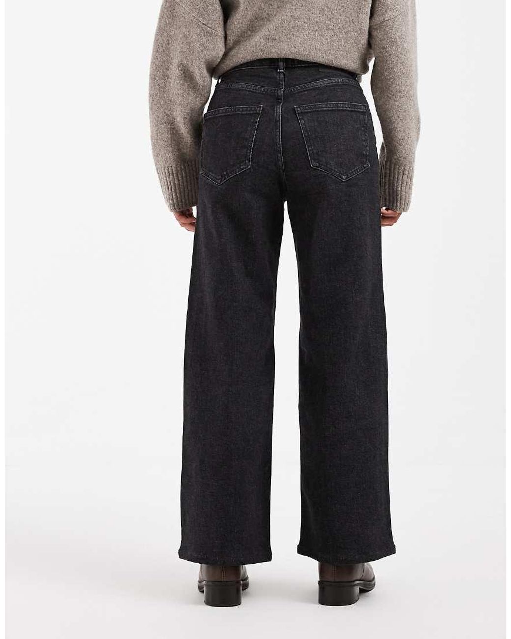 Only Petite Gray Juicy High Waisted Wide Leg Jeans